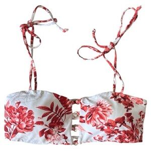 Beach Bunny Red and White Floral Bikini Top